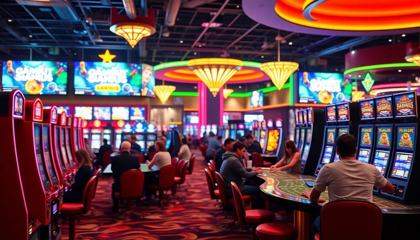 Experience the thrill of a Non gamstop casino with vibrant gaming scenes and energetic atmosphere.