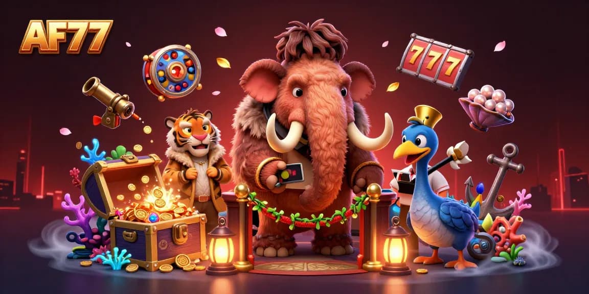 Experience exclusive gaming options and bonuses at AF77, featuring vibrant casino elements.