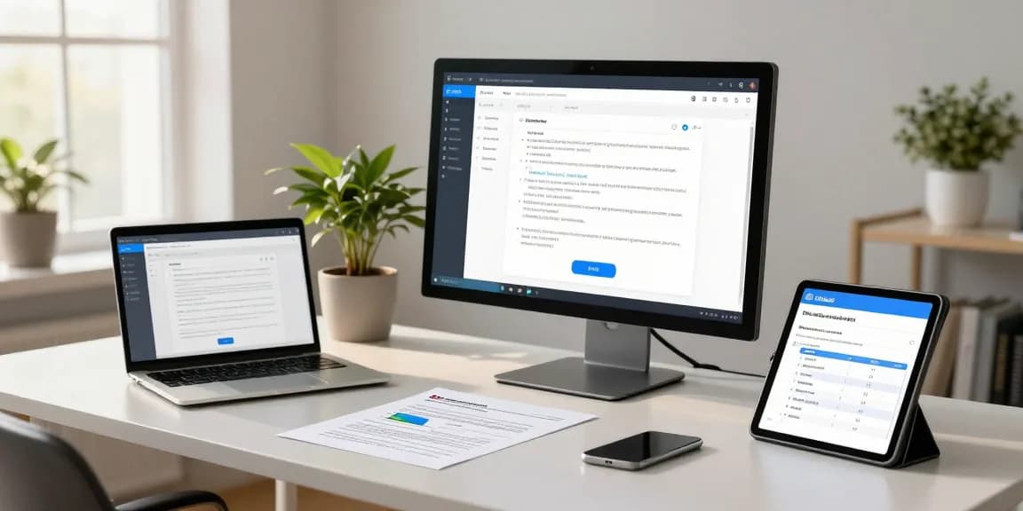 Detect fraud in PDF using AI technology in a modern workspace.
