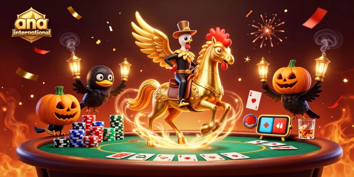 Experience thrilling gameplay at ana-international with golden rooster and lanterns in a spectacular casino.