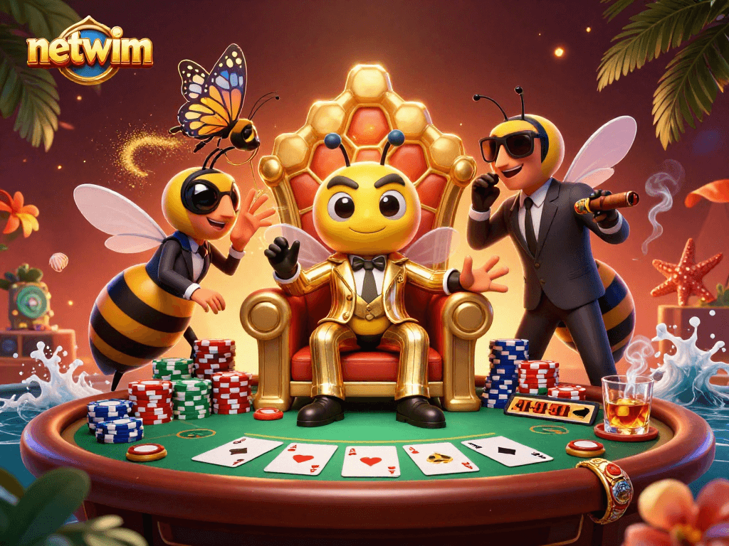 Bet on netwim's exciting poker scene with a mob boss and dazzling chip stacks.