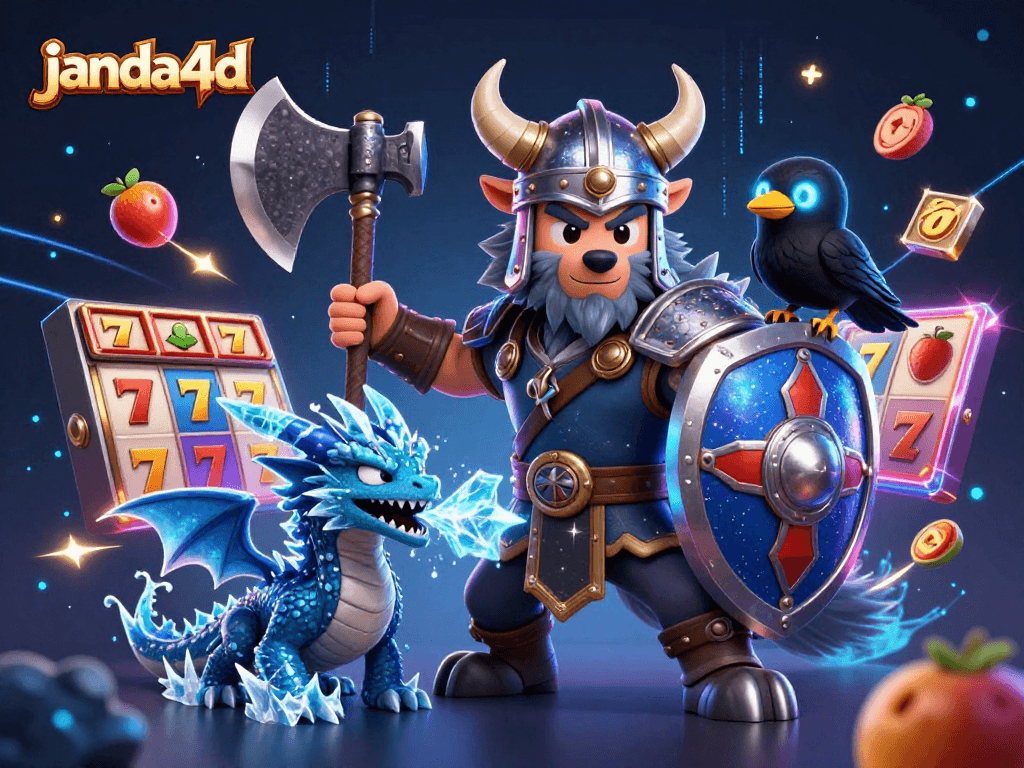 Gulir slot menyenangkan di janda4d dengan simbol keberuntungan dan karakter menarik.