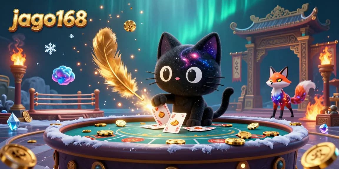Experience the thrill of jago168 with cosmic casino gameplay, gold chips, and vibrant creatures!