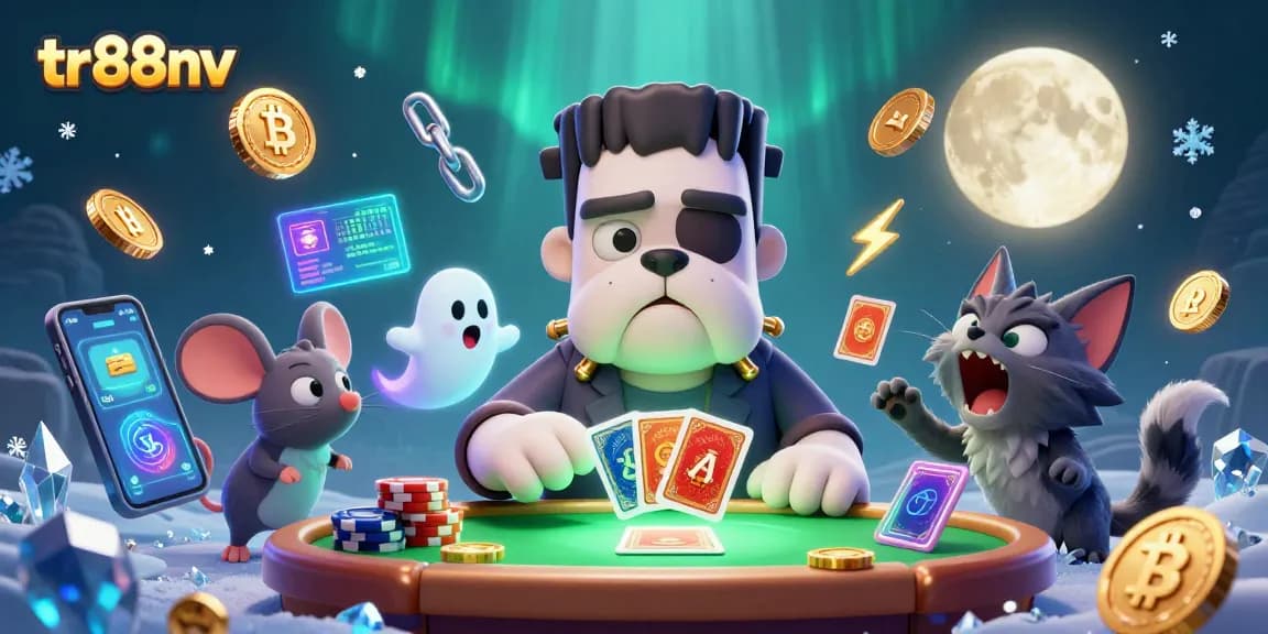 tr88nv showcases a lively casino scene with a Frankenstein bulldog and werewolf kitten gaming.