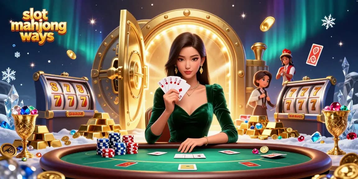 Experience slot mahjong ways while enjoying a vibrant casino scene filled with treasures.
