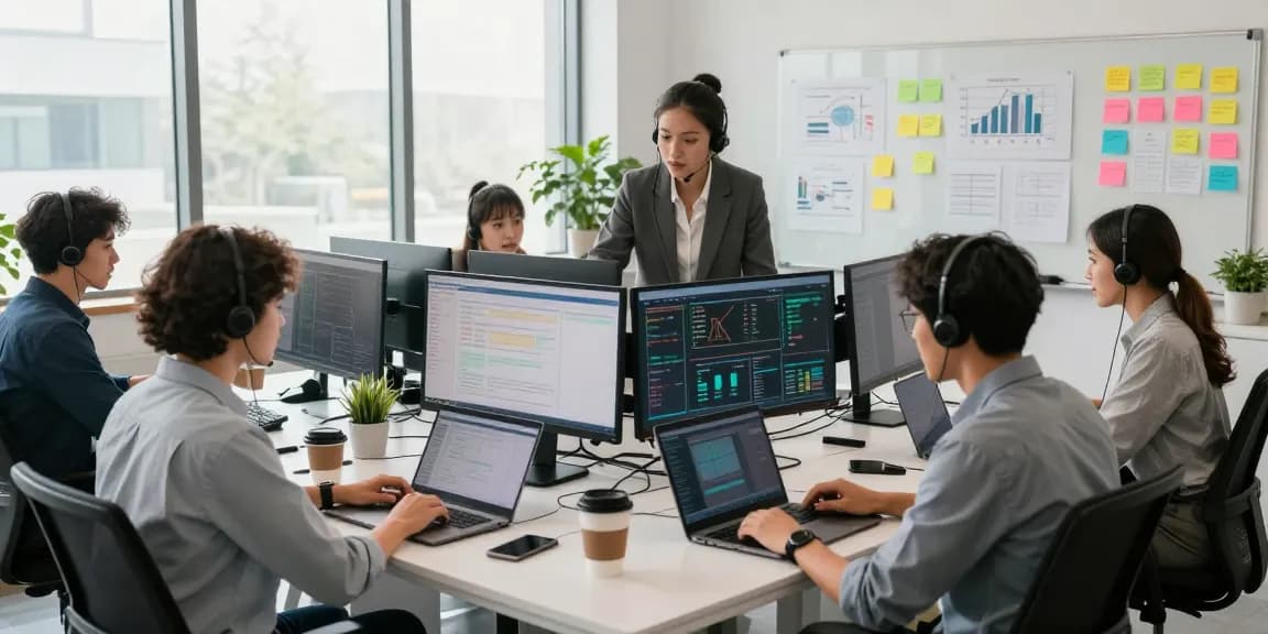 Proactive IT support for business team collaborating in a modern office.