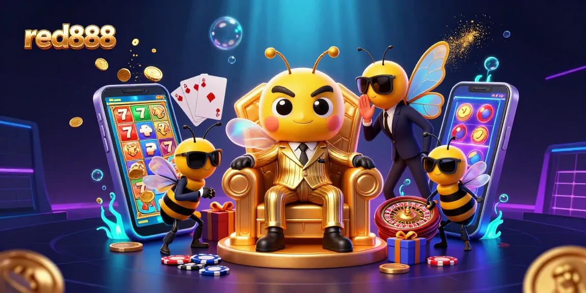 Spin the reels with red888's vibrant slot game in an exciting 3D casino scene!
