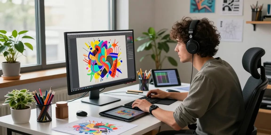 Creative designer focused on NSFW digital artwork in modern studio