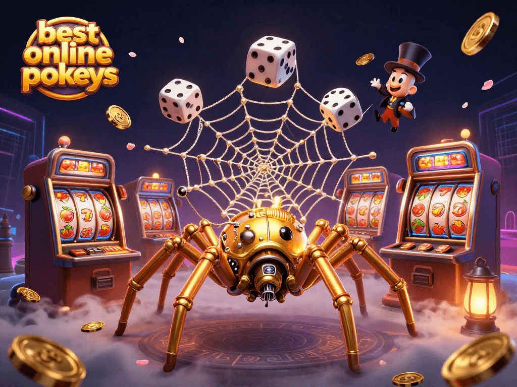 Engage with the best online pokies showcased in a vibrant, interactive casino scene.