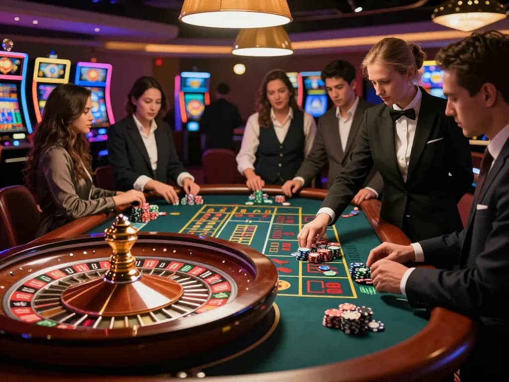 Experience the thrill with 23win at an exciting roulette table in a vibrant casino.