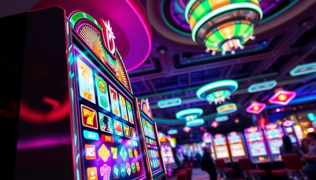 Menangkan jackpot saat bermain slot777 di mesin slot yang berwarna-warni di kasino.
