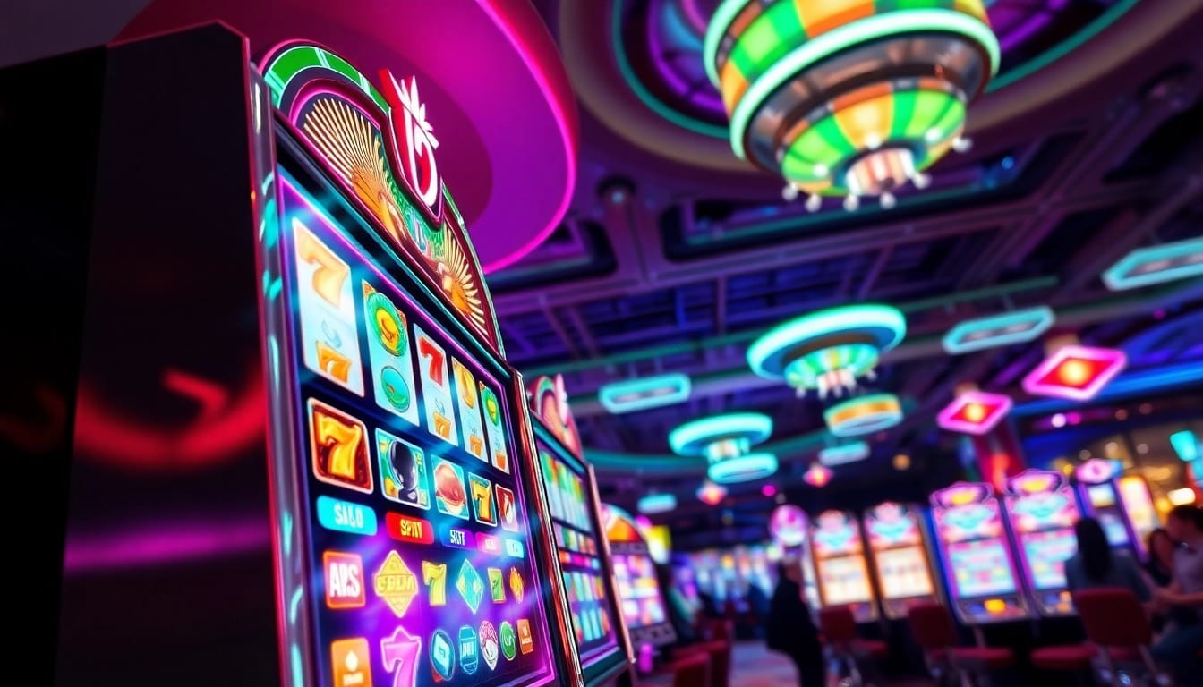 Menangkan jackpot saat bermain slot777 di mesin slot yang berwarna-warni di kasino.