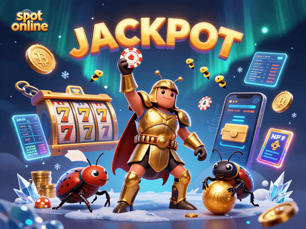 Experience the thrill of slot online gaming in this vibrant and dynamic illustration.