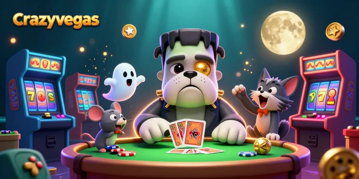 Experience thrilling gameplay at crazyvegas with a colorful casino scene featuring unique characters and vibrant slot elements.