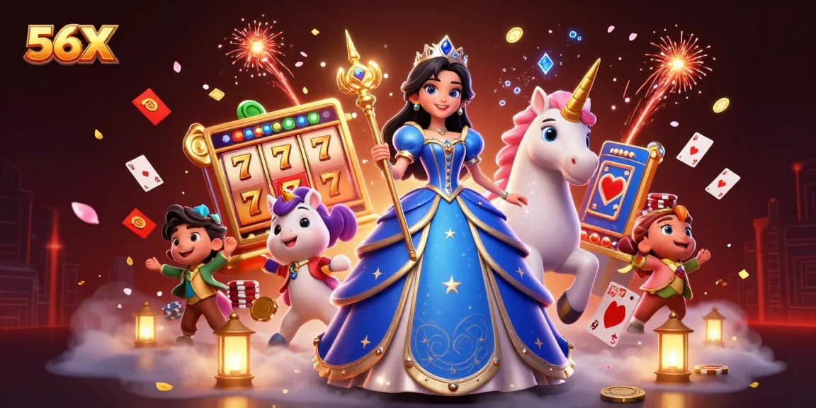Experience winning thrills at 56X with a glamorous 3D casino scene packed with excitement.