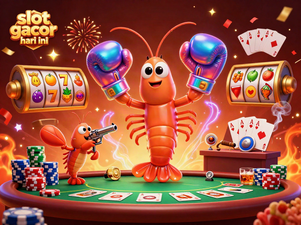 Experience excitement with the vibrant "slot gacor hari ini" scene featuring cartoon sea creatures and slot game elements.
