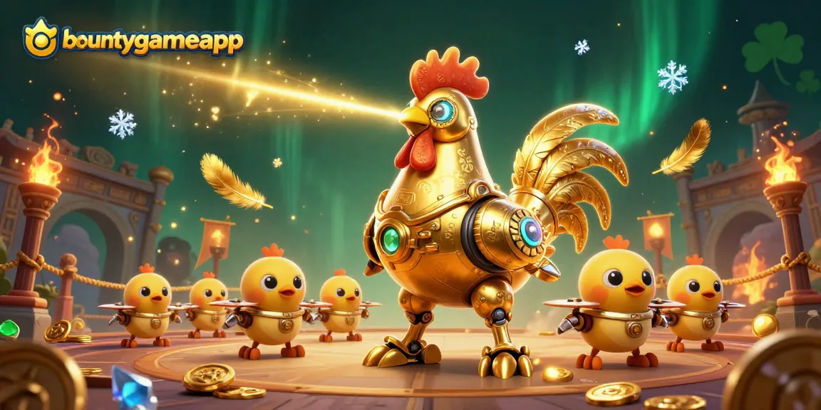 Bergabunglah dengan bountygameapp saat omega rooster robot menembakkan laser di arena penuh harta karun.
