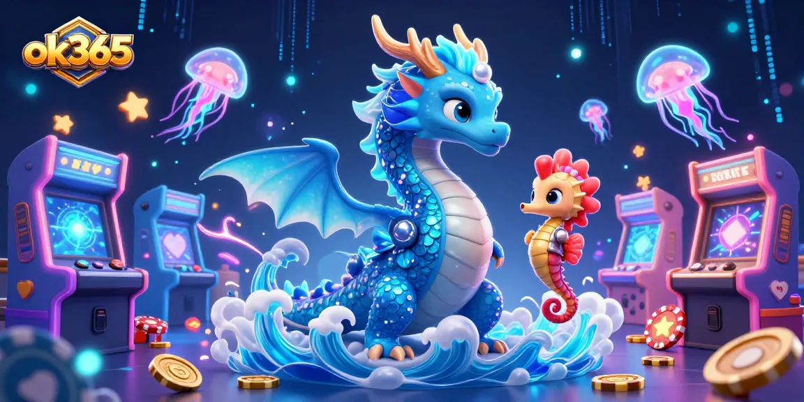 Experience exciting baccarat action with ok365’s vibrant dragon and knight in a dazzling casino scene.
