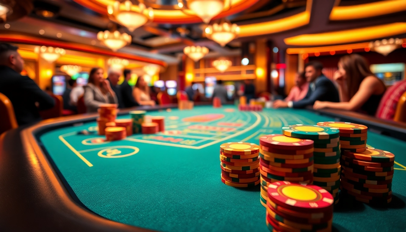 Link alternatif login totoplay88 captures a vivid casino atmosphere with gaming tables and vibrant chips.
