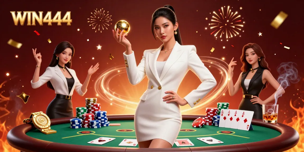 Experience the excitement at WIN444 through this vibrant 3D casino illustration showcasing a unique gambling atmosphere.