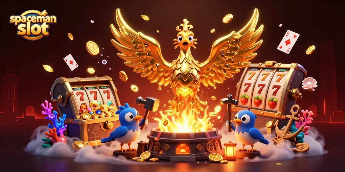 Play and win at spaceman slot with a golden phoenix and luxurious casino elements.