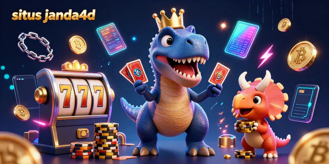 Menangkan di situs janda4d dengan T-Rex dan teman-temannya bermain kartu dan memasang chip emas.