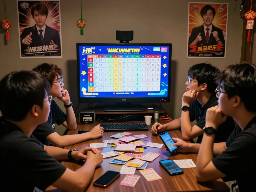 Players watching the latest HK Malam Ini lottery results with excitement in a cozy gaming room.