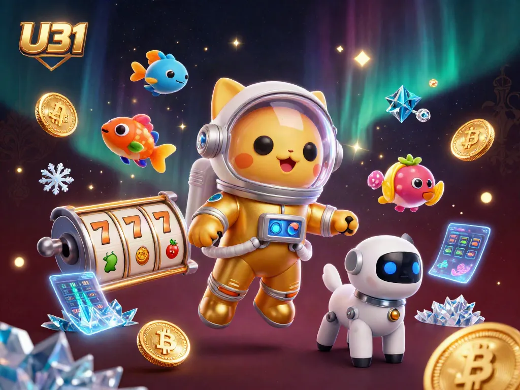 Experience thrilling gameplay with U31's rich slots and vibrant casino elements, all in a stunning cosmic setting.