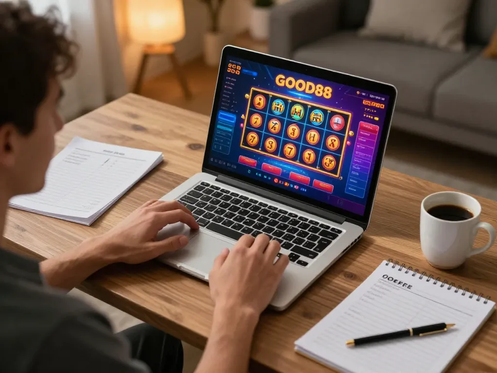 Exciting online gaming at GOOD88 with vibrant slot game interface and personalized setup.