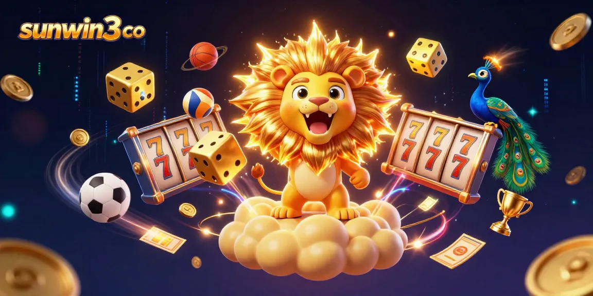 Experience thrill and winning chances at sunwin3 co with this vibrant casino-themed illustration.