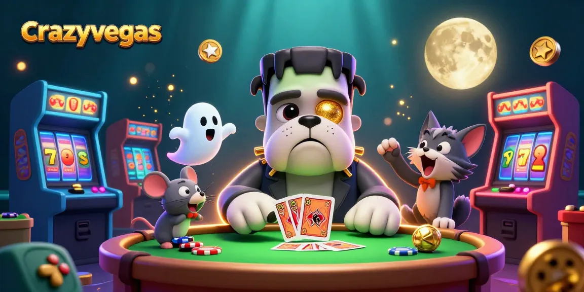 Experience thrilling gameplay at crazyvegas with a colorful casino scene featuring unique characters and vibrant slot elements.